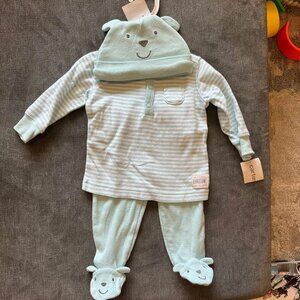 NWT Carter's Three-Piece Baby Layette Set, Size 3 Months